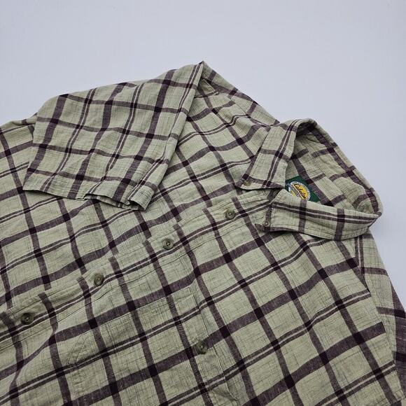 Cabela's Men's Short Sleeve 100% Cotton Tan and Maroon Check‎ Size L/T - Picture 1 of 6